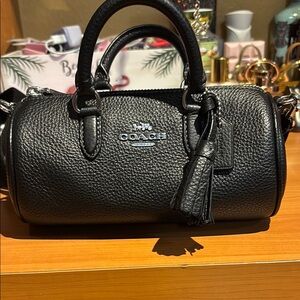 Coach Black Leather Satchel with Textured Finish